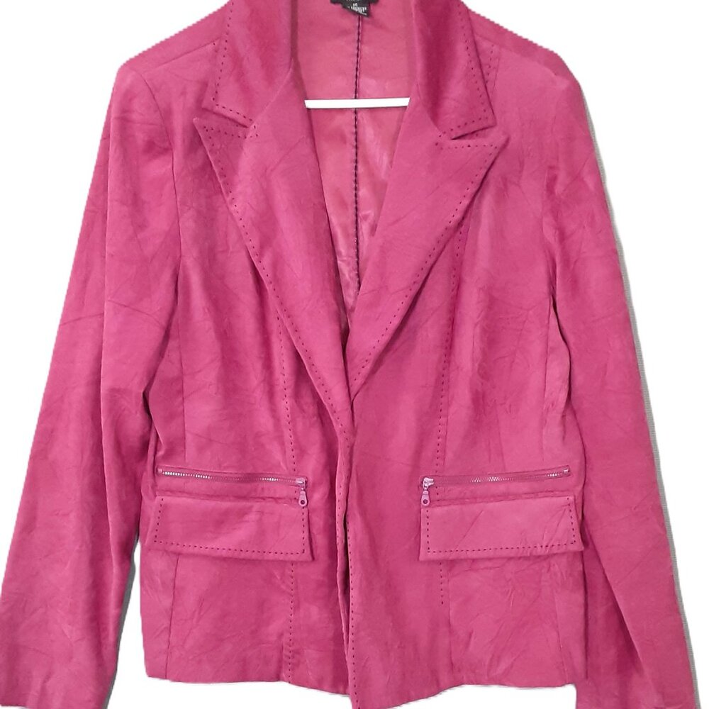 Courtnay Purple Stretch Blazer Size 14, Black Stitch Design, Long Sleeve.